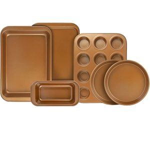 BAKEWARE SET NON-STICK 6PC SET BAKING PANS COOKIE SHEET, SQUARE CAKE, PAN, LOAF